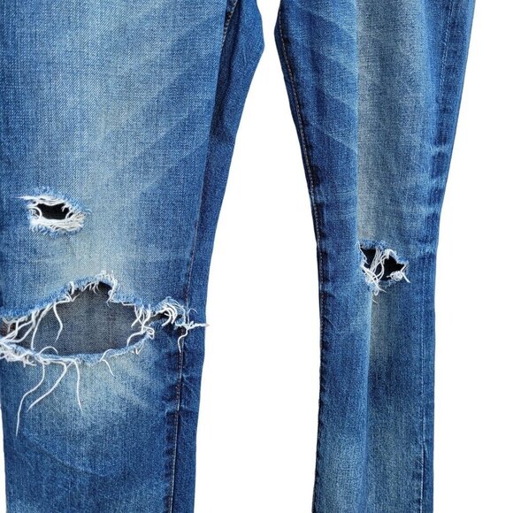 Men's Aero Slim Straight  Distressed Denim Blue Jeans Sz 30x32 - Picture 8 of 15